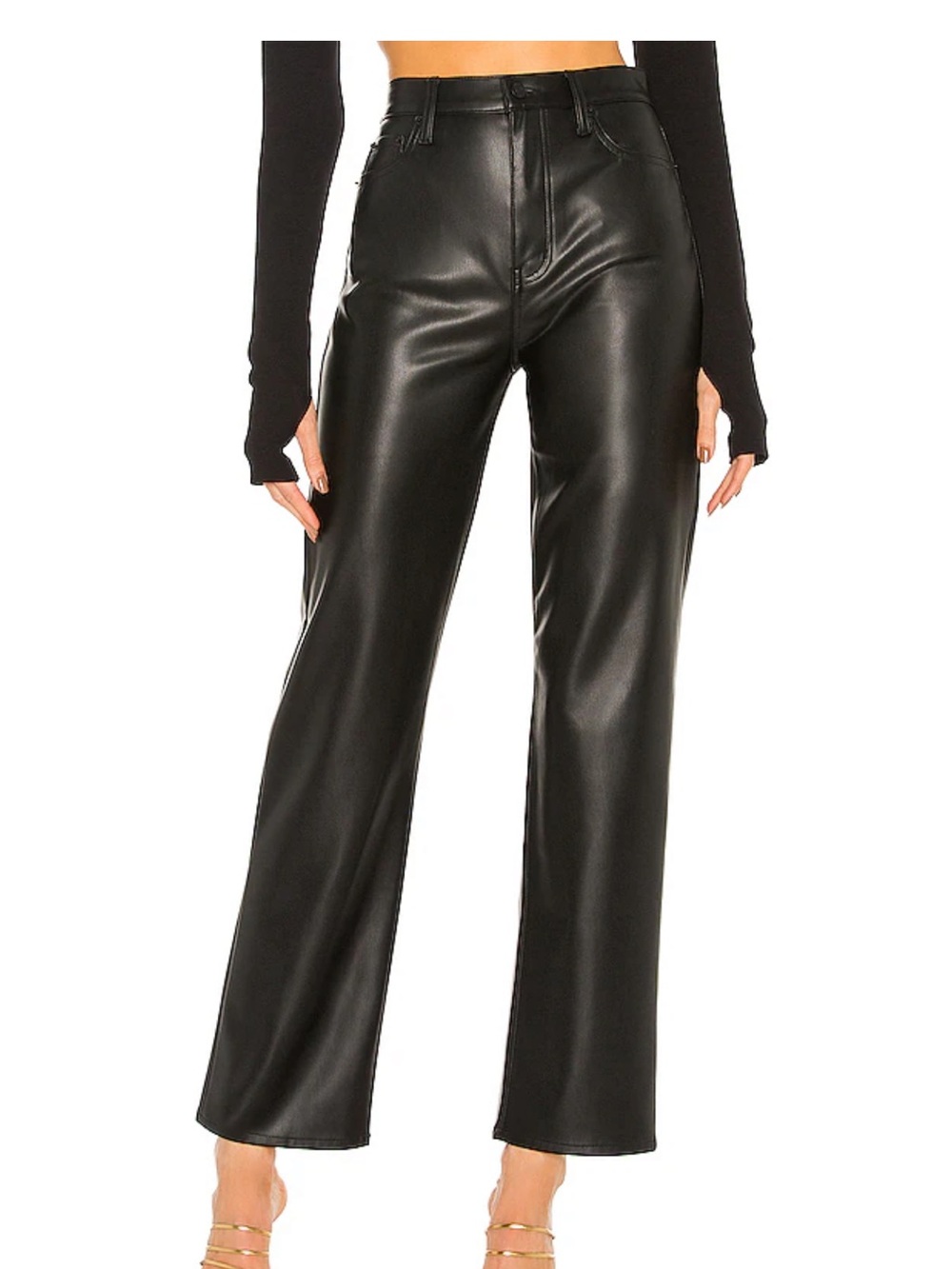 Pistola Gray Faux Leather High Rise Flare Pants Size 30